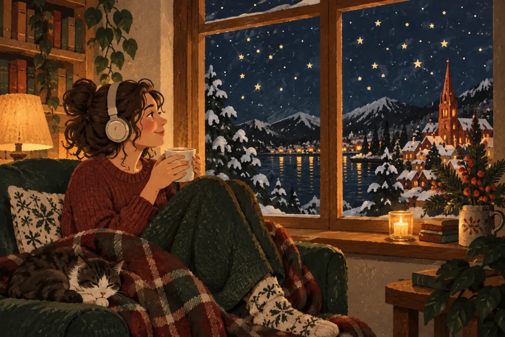 A person listens to a personal message with headphones